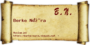 Berke Nóra névjegykártya